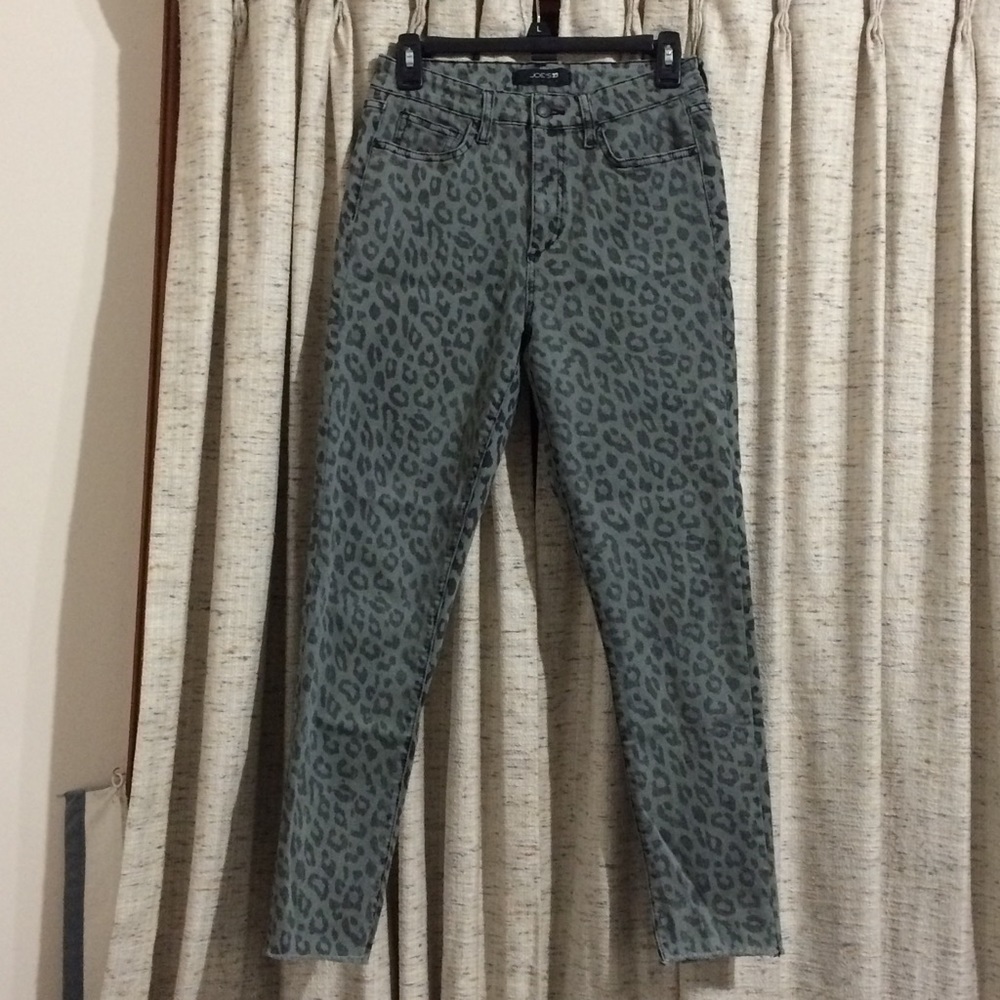 Joe's Jeans Grey Leopard Raw Hem Skinny Jeans